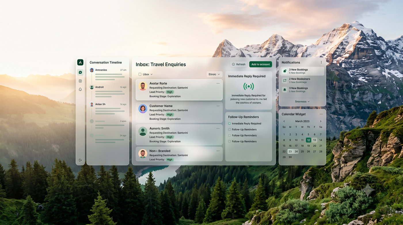Travel enquiry management dashboard.